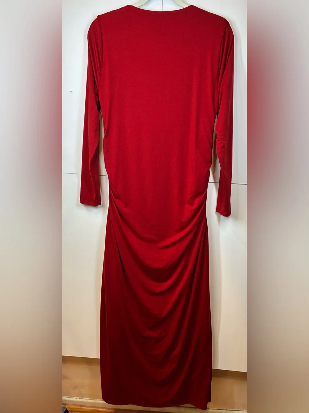 Abercrombie & Fitch Burgundy Ruched Side Slit Maxi Dress XL Modal Blend
